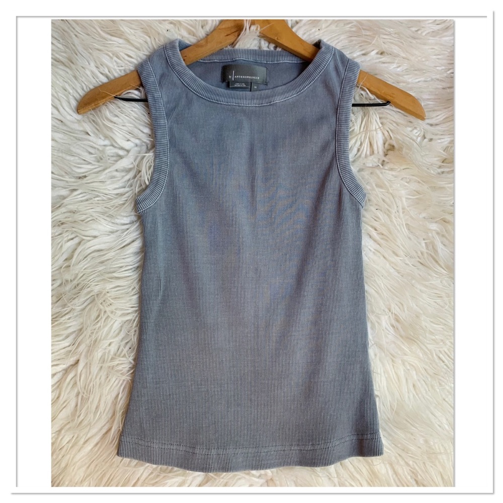 Anthropologie Constance Ribbed Tank Top Gray Size Extra Small